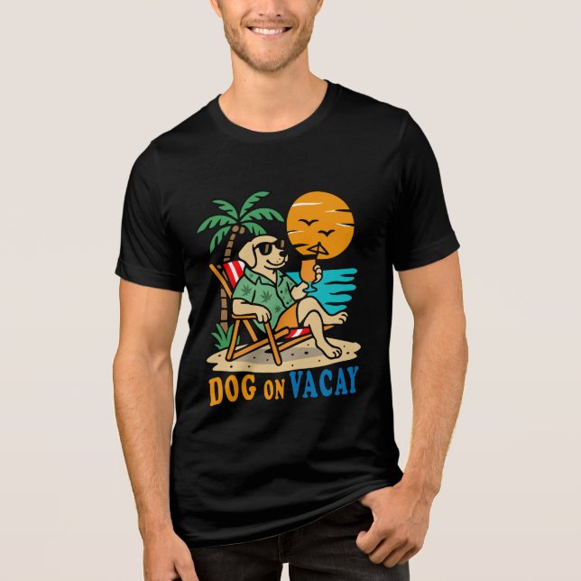 Rolig Hund på Semester T-Shirt | Söt Sommar (Framsida)