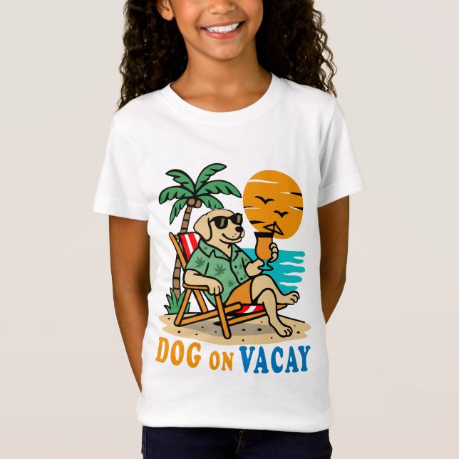 Rolig Hund på Semester T-Shirt | Söt Sommar (Framsida)