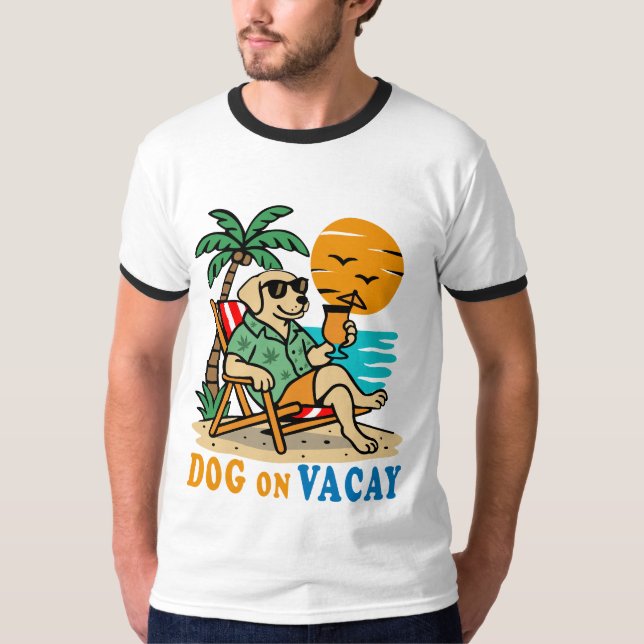 Rolig Hund på Semester T-Shirt | Söt Sommar (Framsida)
