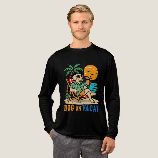 Rolig Hund på Semester T-Shirt | Söt Sommar (Hel framsida)