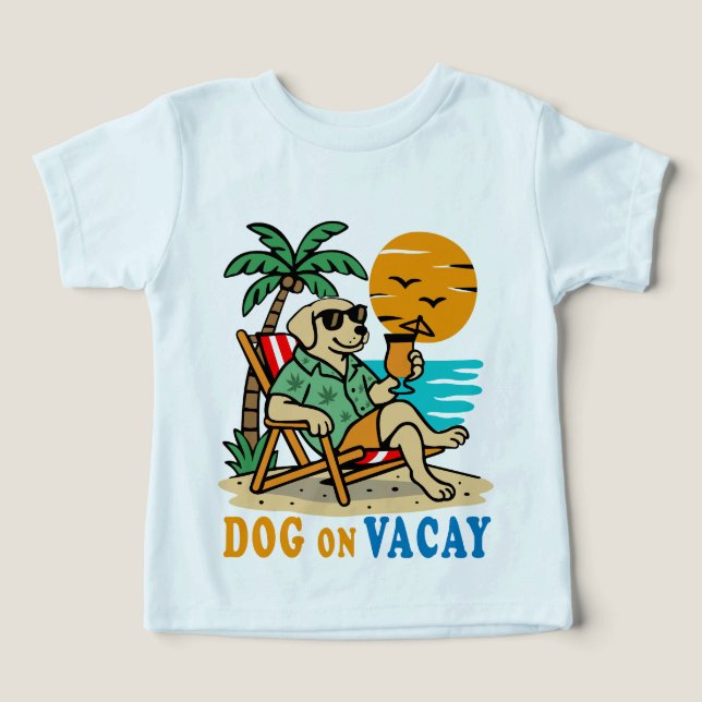 Rolig Hund på Semester T-Shirt | Söt Sommar (Design Framsida)