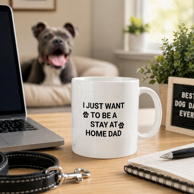 Rolig Hund Pappa Stanna Hemma Citat Kaffemugg (stay at home dad 1)