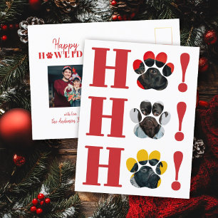 Rolig hund Paw skriver ut Ho Ho Ho! Pet Photo jul Helg Vykort