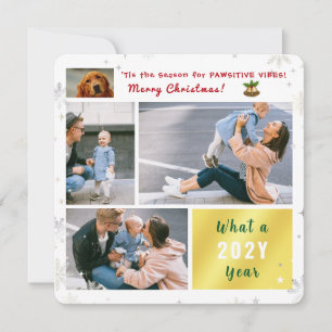 Rolig hund Pawsitive 4 Foton Brev Cute Modern Julkort