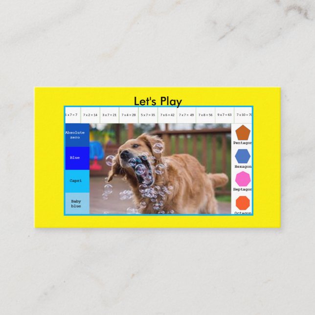 Rolig hund pedagogiska spel för barn visitkort (Framsida)