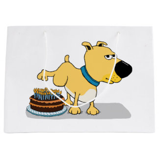 Rolig hund Peeing på födelsedagtårtan