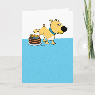 rolig hund peeing på kakans födelsedag kort