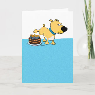 rolig hund peeing på kakans födelsedag kort
