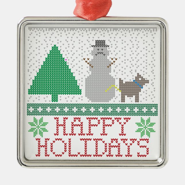 Rolig hund Peeing snögubbejul för glad helg Julgransprydnad Metall (Framsidan)