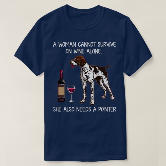 Rolig hund pekare och vin t shirt (Design framsida)