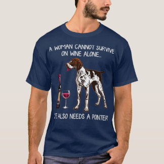 Rolig hund pekare och vin t shirt