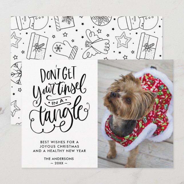Rolig hund Pet Photo Typography-jul Julkort (Fram/baksida)