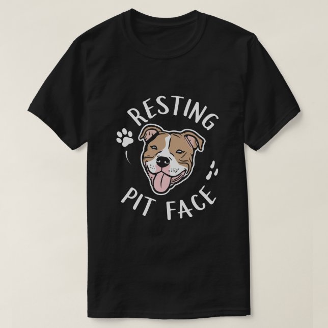 Rolig hund Pit Ansikte T Shirt (Design framsida)
