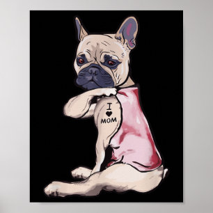 Rolig hund Pitbull I Kärlek Mamma Tattoo Gift Mamm Poster