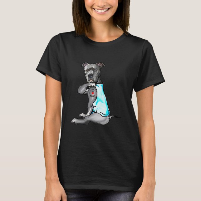 Rolig hund Pitbull I Kärlek Mamma Tattoo Gift  T Shirt (Framsida)