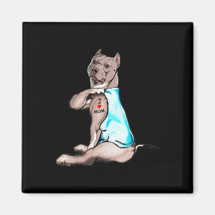 Rolig hund Pitbull I Kärlek Mamma Tattoo Hundälska Magnet