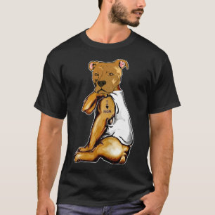 Rolig hund Pitbull I Kärlek Mamma Tattoo Mor S-dag T Shirt