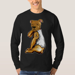 Rolig hund Pitbull I Kärlek Mamma Tattoo Mor S-dag T Shirt