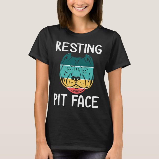 Rolig hund Pitbull Restit Ansikte Vintage T Shirt (Framsida)