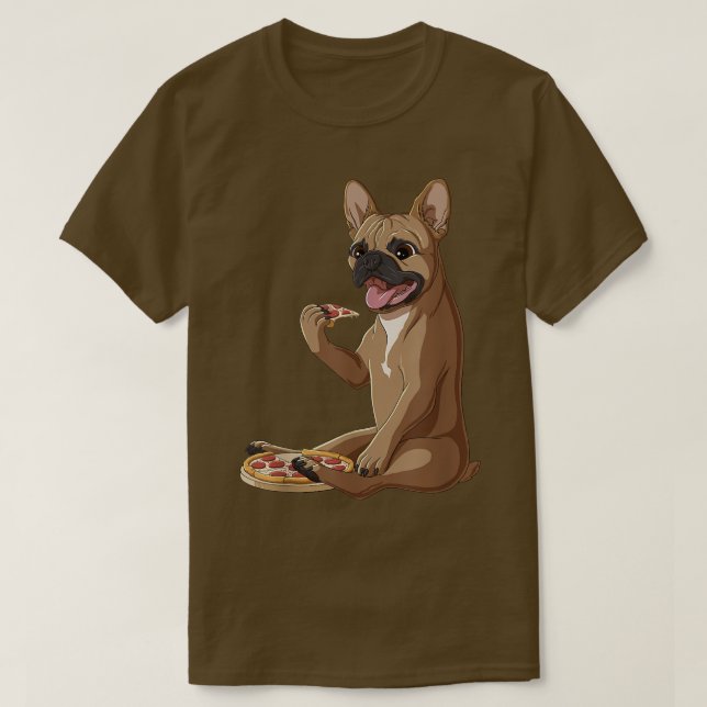 Rolig hund Pizza Älskare Fransk Bulldog T-Shirt (Design framsida)
