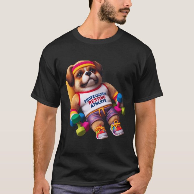 Rolig Hund Professionell Vilande Idrottsman T Shirt (Framsida)