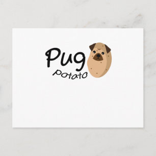 Rolig hund pug Potato Gift Älskare Pets Puppy Vykort