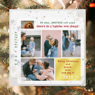 Rolig hund Ruff Year Peace Kärlek Joy Cute 5-foton Julkort
