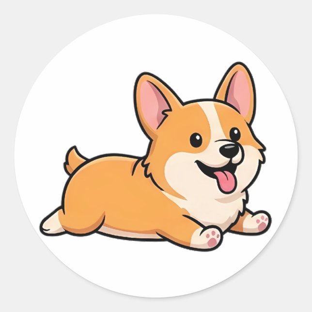Rolig Hund  Runt Klistermärke (Framsida)