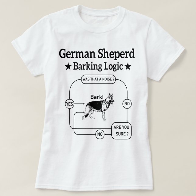Rolig hund Sarkastic för  Shepherd Barking Logic T Shirt (Design framsida)