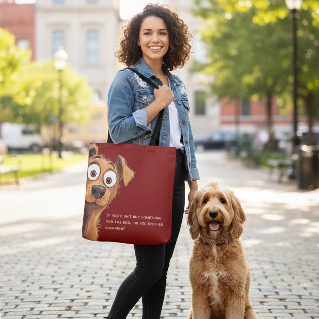 Rolig Hund Shopping Citat Tote Tygkasse (Skapare uppladdad)