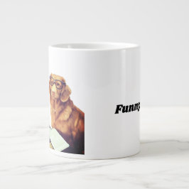 Rolig hund sitta framför tidskriften jumbo mugg