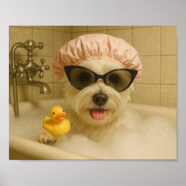 rolig hund snygg badrumsdekor  poster