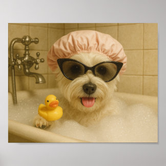 rolig hund snygg badrumsdekor poster