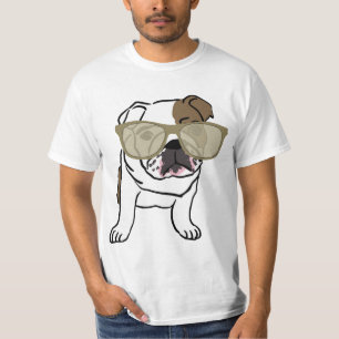Rolig hund solglasögon T-tröjor, Bulldog Tröja