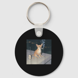 Rolig hund som röker chihuahua meme cigarett öl Fu Nyckelring
