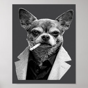 Rolig hund som röker cigarett Chihuahua Meme humor Poster