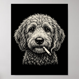 Rolig hund som röker cigarett Golden Doodle Poster