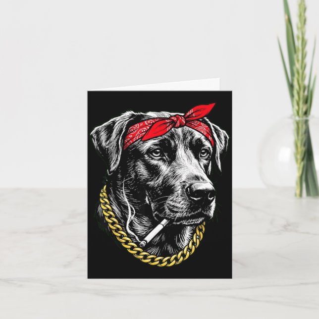 Rolig hund som röker cigarett labrador retriever kort (Framsida)