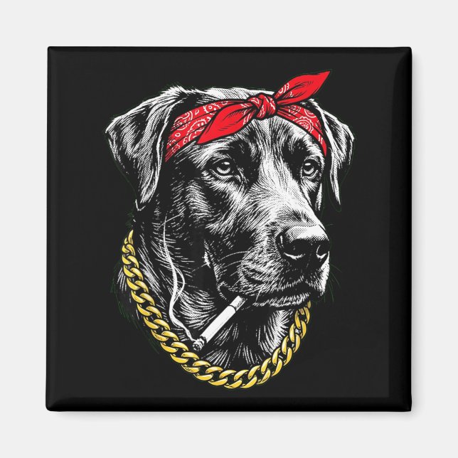 Rolig hund som röker cigarett labrador retriever magnet (Framsidan)