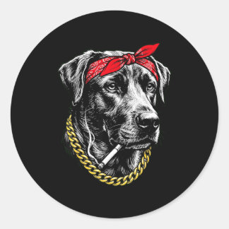 Rolig hund som röker cigarett labrador retriever runt klistermärke