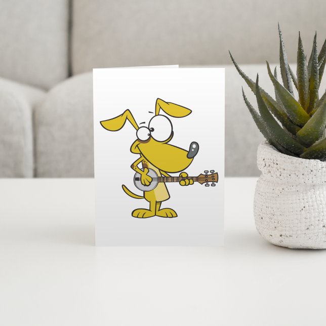 Rolig hund som spelar banjomusik kort (Skapare uppladdad)