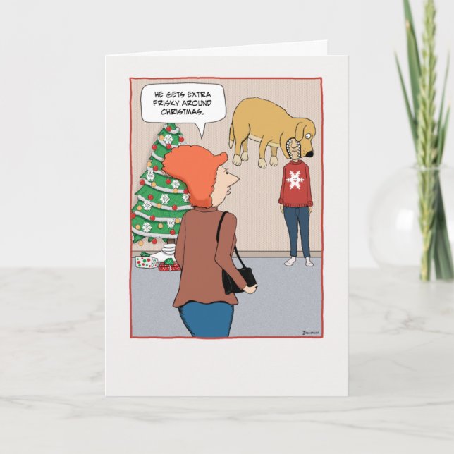 Rolig hund spännande om jul helgkort (Framsida)