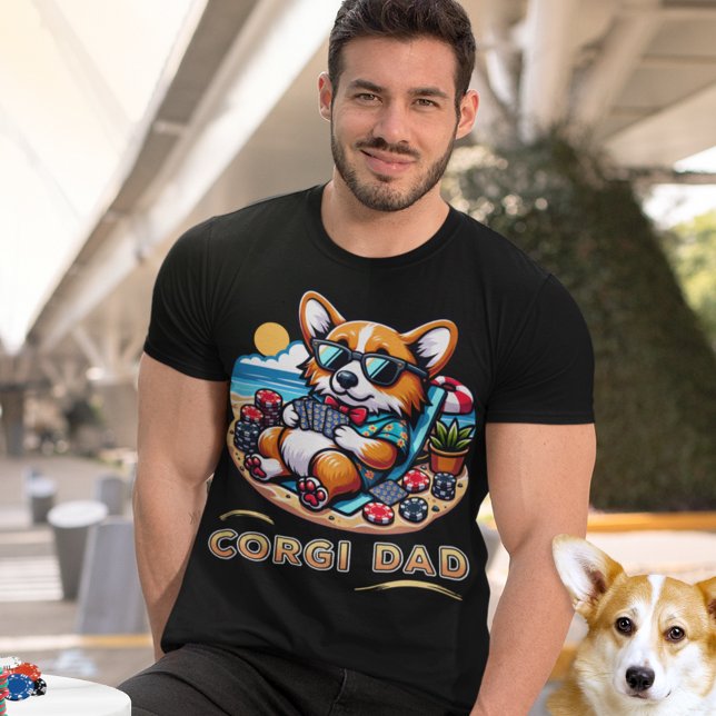 Rolig hund spelaren Corgi Pappa T Shirt (Skapare uppladdad)