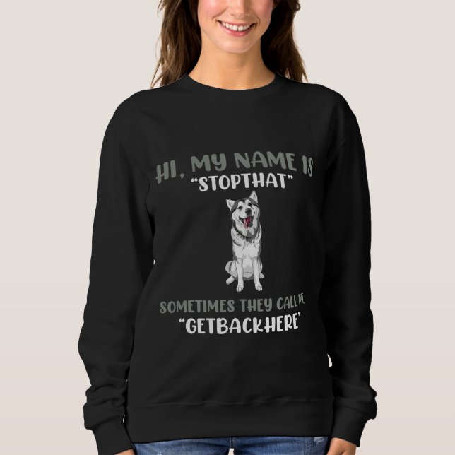 Rolig hund Stubborn Cute Husky T Shirt (Framsida)