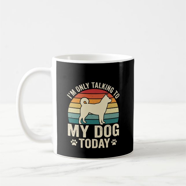 Rolig Hund Talande Retro Solnedgång Kaffemugg (Vänster)