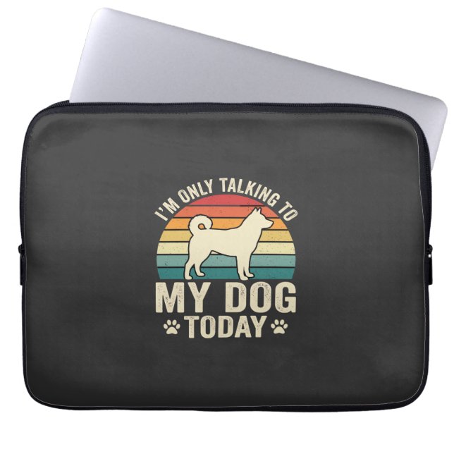 Rolig Hund Talande Retro Solnedgång Laptop Fodral (Framsidan)