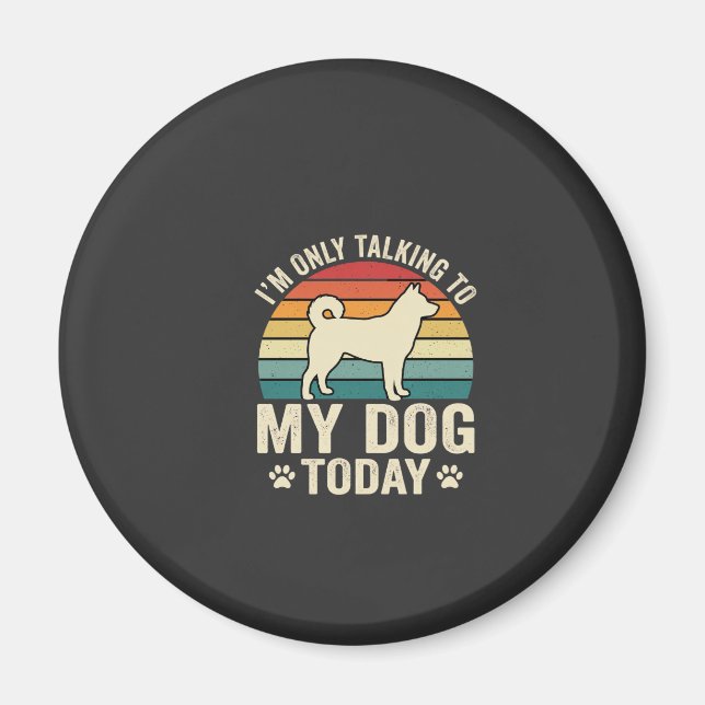 Rolig Hund Talande Retro Solnedgång Magnet (Framsidan)