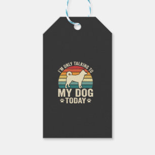 Rolig Hund Talande Retro Solnedgång Presentetikett