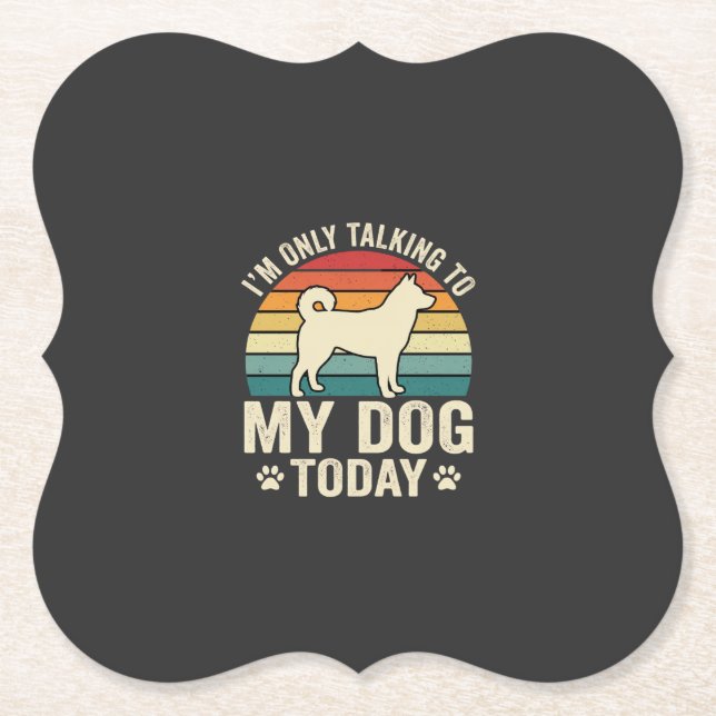 Rolig Hund Talande Retro Solnedgång Underlägg Papper (Framsida)