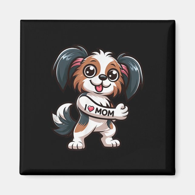 Rolig hund Tattoo för Papillon I Kärlek Mamma Magnet (Framsidan)